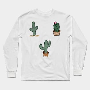 Cactus doodle 3 pack - watercolor Long Sleeve T-Shirt